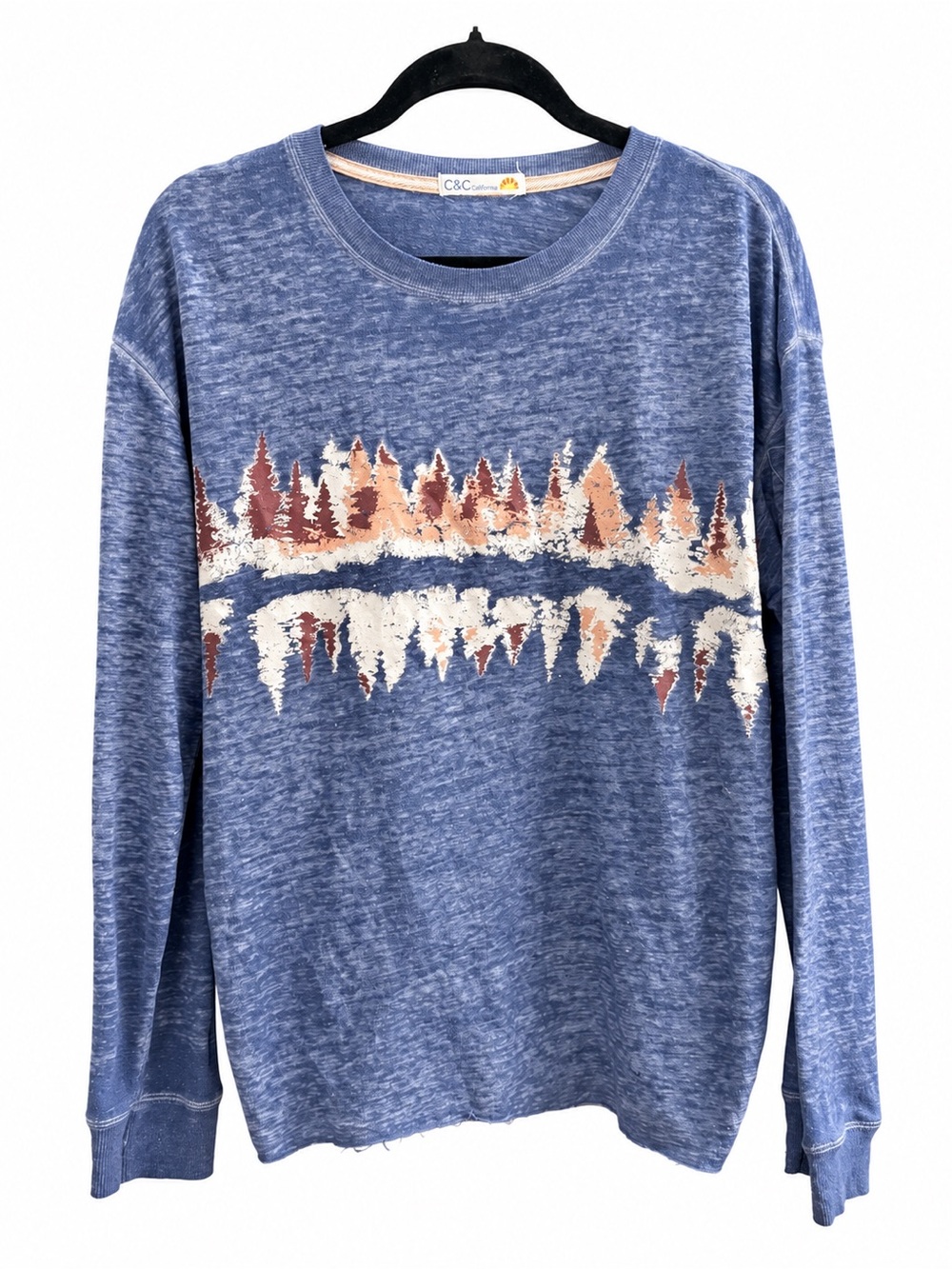 C&C California Blue Forest Graphic Burnout Long-Sleeve Top